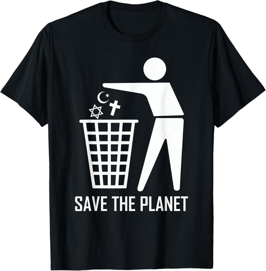 Save The Planet Trash Religion War, Spread Love And Peace T-Shirt - T-Shirt | Black