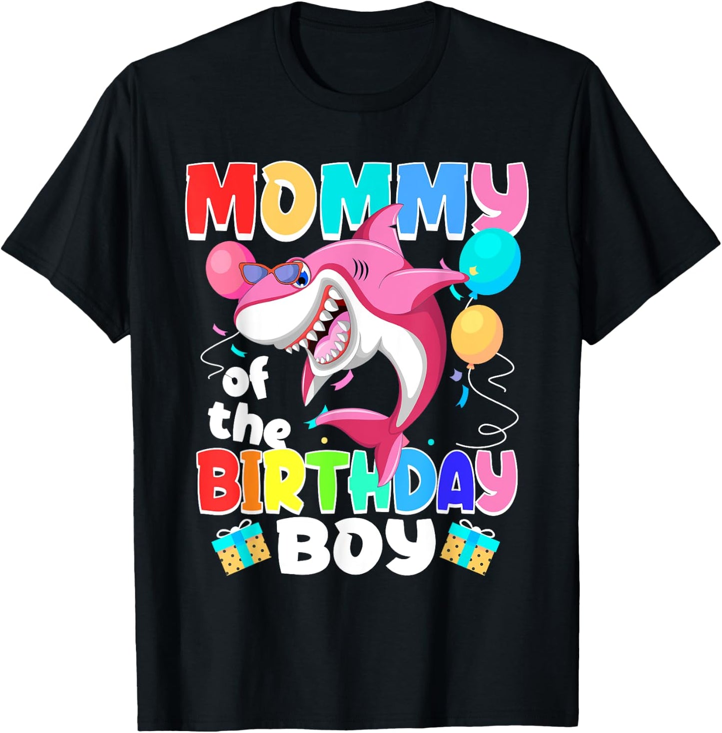 Mommy of the Birthday Boy Family Matching Party Shark T-Shirt - T-Shirt | Black