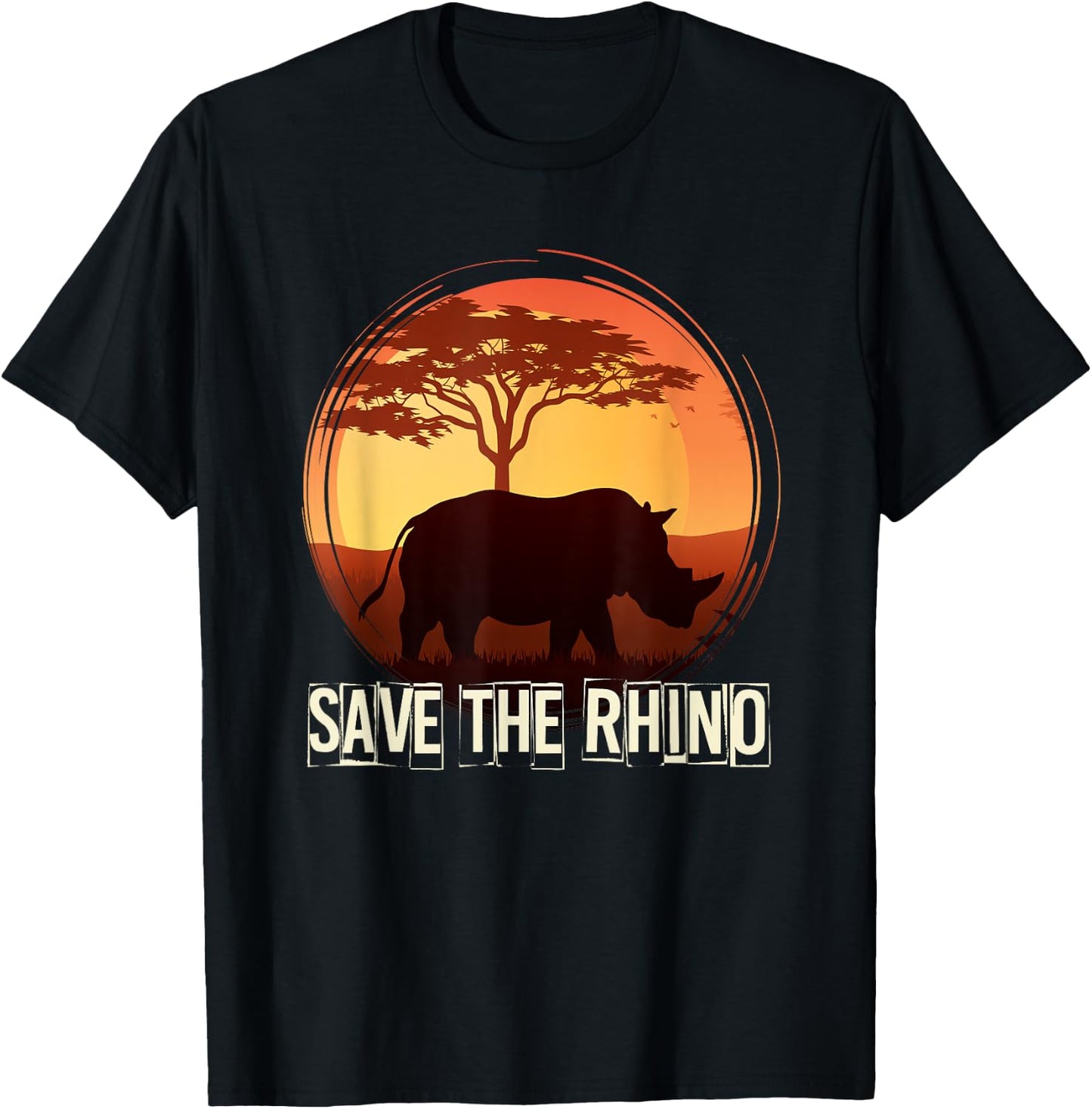 Africa Zoo Keeper Rhinoceros -Adults Black Animal Pattern Small T-Shirt - T-Shirt | Black