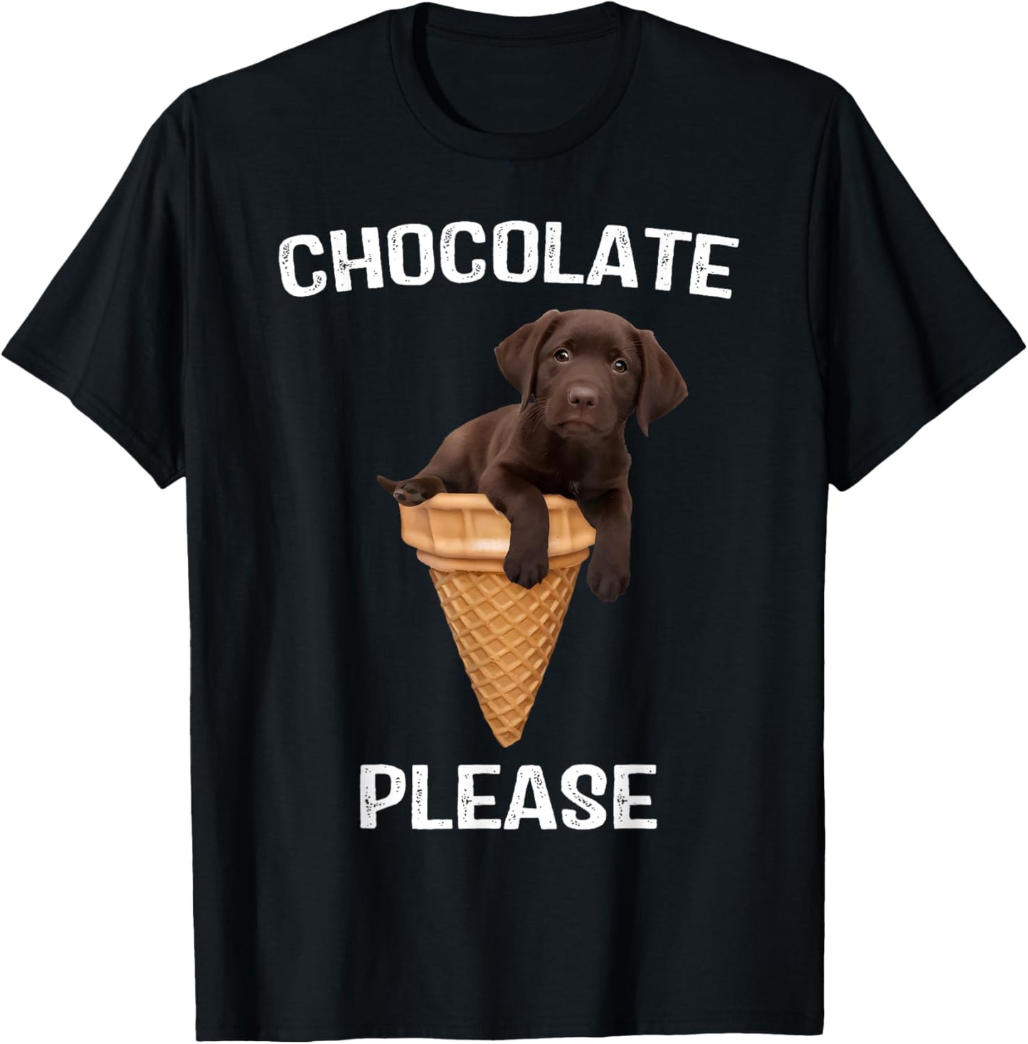 Chocolate Lab Waffle Cone Ice Cream Cute Labrador Puppy Dog Men Women Kids T-Shirt - T-Shirt | Black