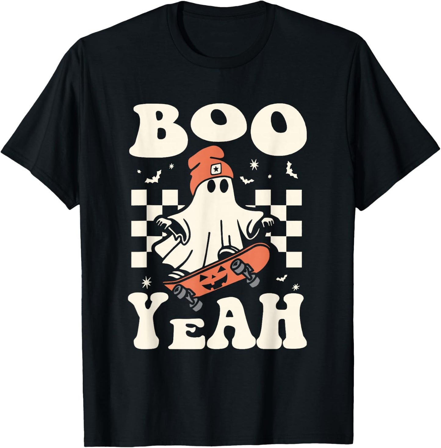 Boo Yeah Halloween Ghost Boys Retro Skateboard Toddler Kids T-Shirt - T-Shirt | Black