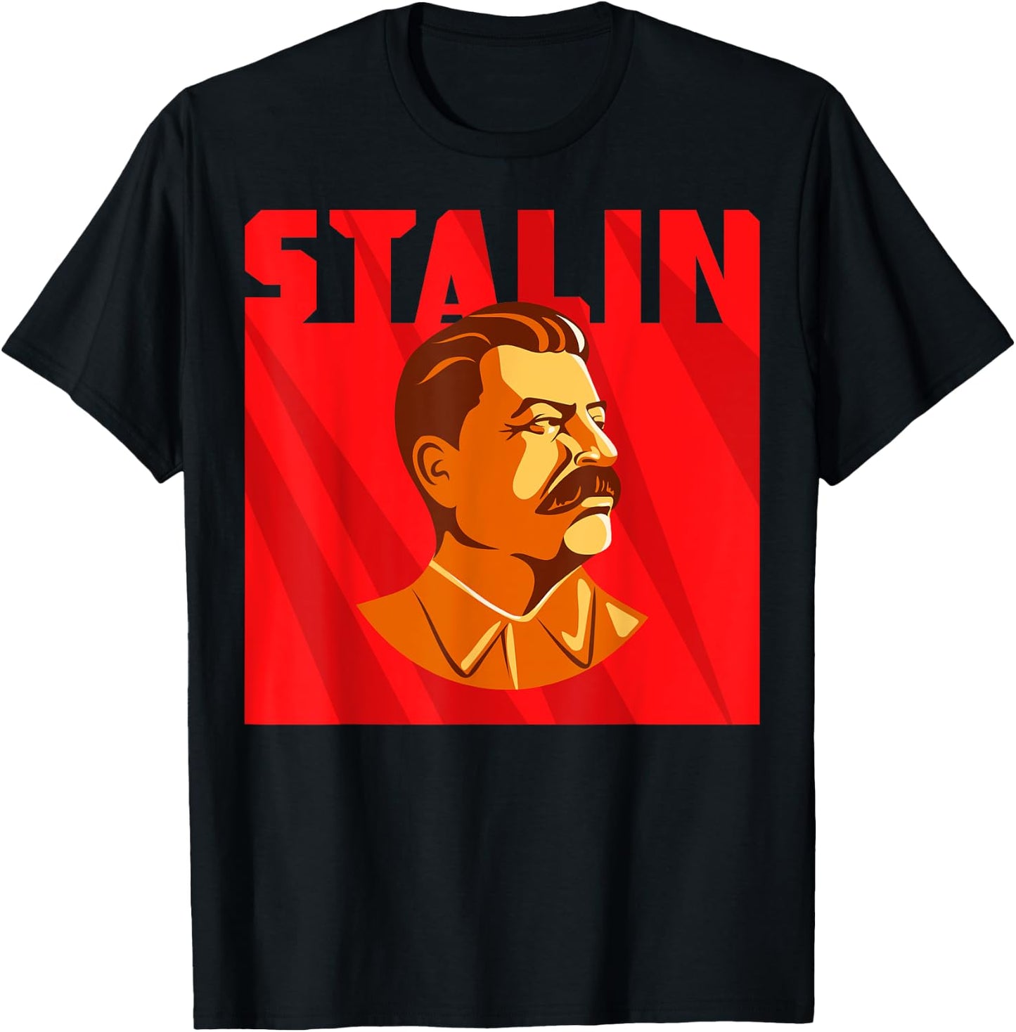 Stalin on red background SOVI8 Vintage Propaganda T-Shirt - T-Shirt | Black