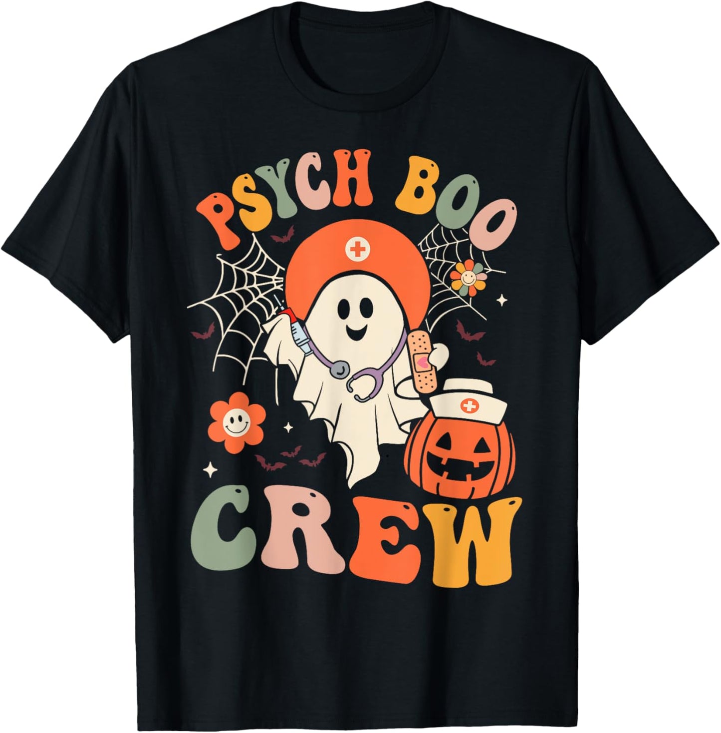 Psych Boo Crew Nurse Funny Halloween Easy Costume T-Shirt - T-Shirt | Black