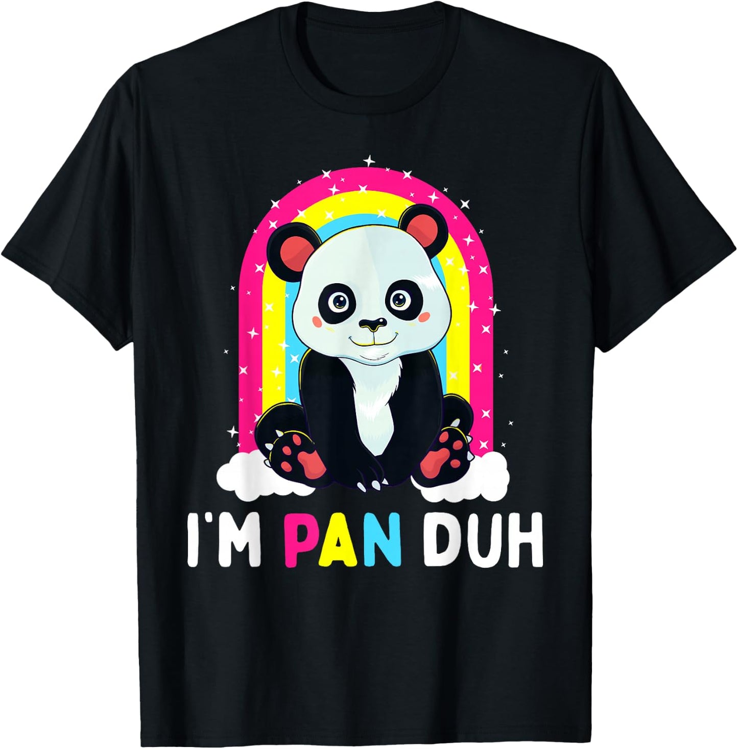 I'm Pan Duh Pansexual Pride Panda Rainbow Flag LGBT Gift T-Shirt - T-Shirt | Black