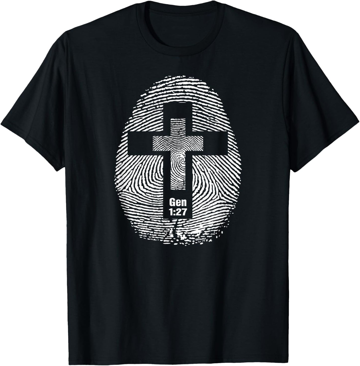 FINGERPRINT AND CROSS Design Christian-inspired ideas T-Shirt - T-Shirt | Black
