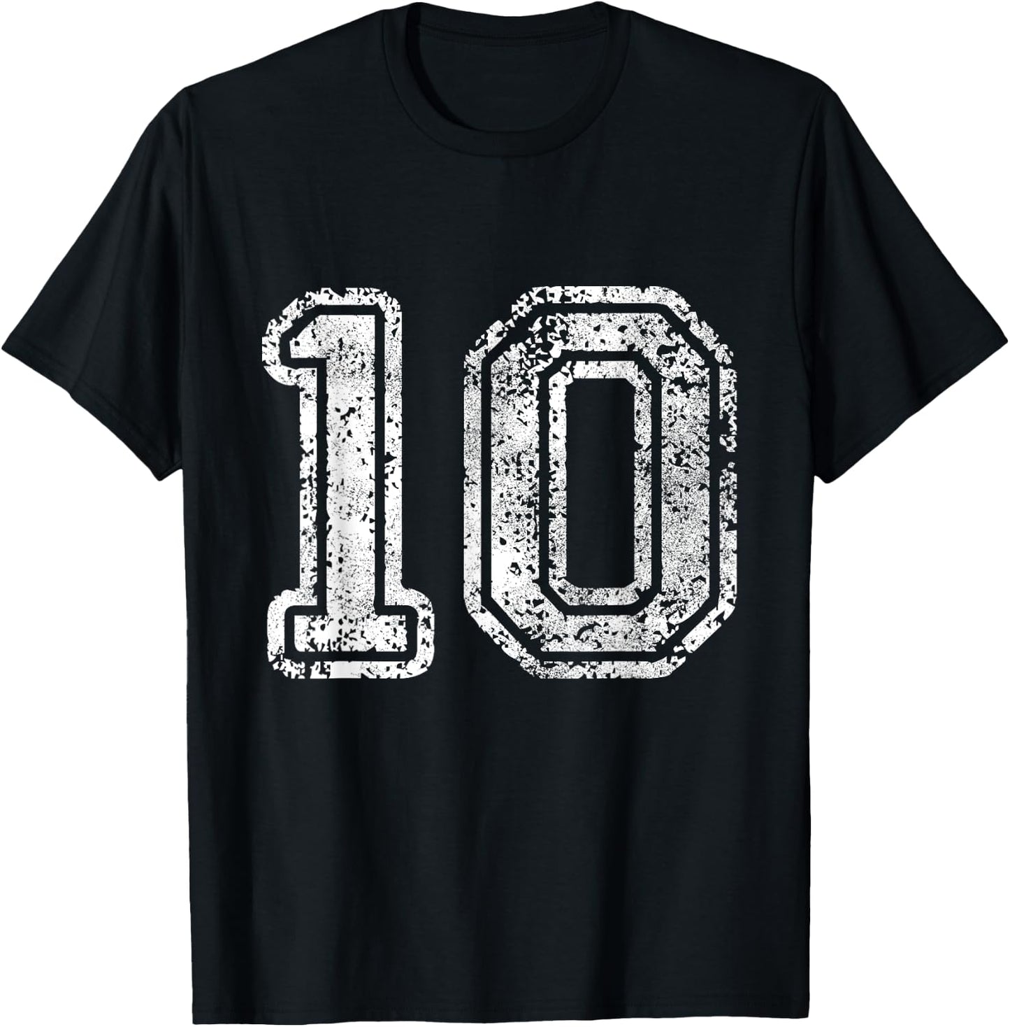 Jersey Number 10 Ten Football Number Baseball Sport T-Shirt - T-Shirt | Black