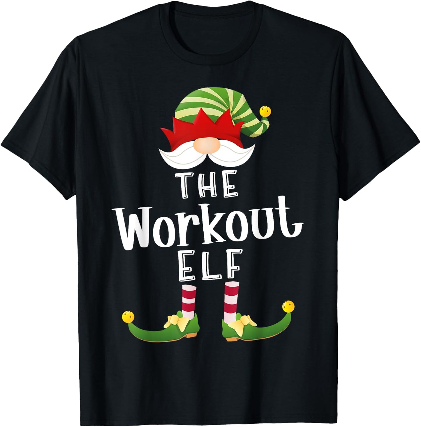 Workout Elf Group Christmas Funny Pajama Party T-Shirt - T-Shirt | Black
