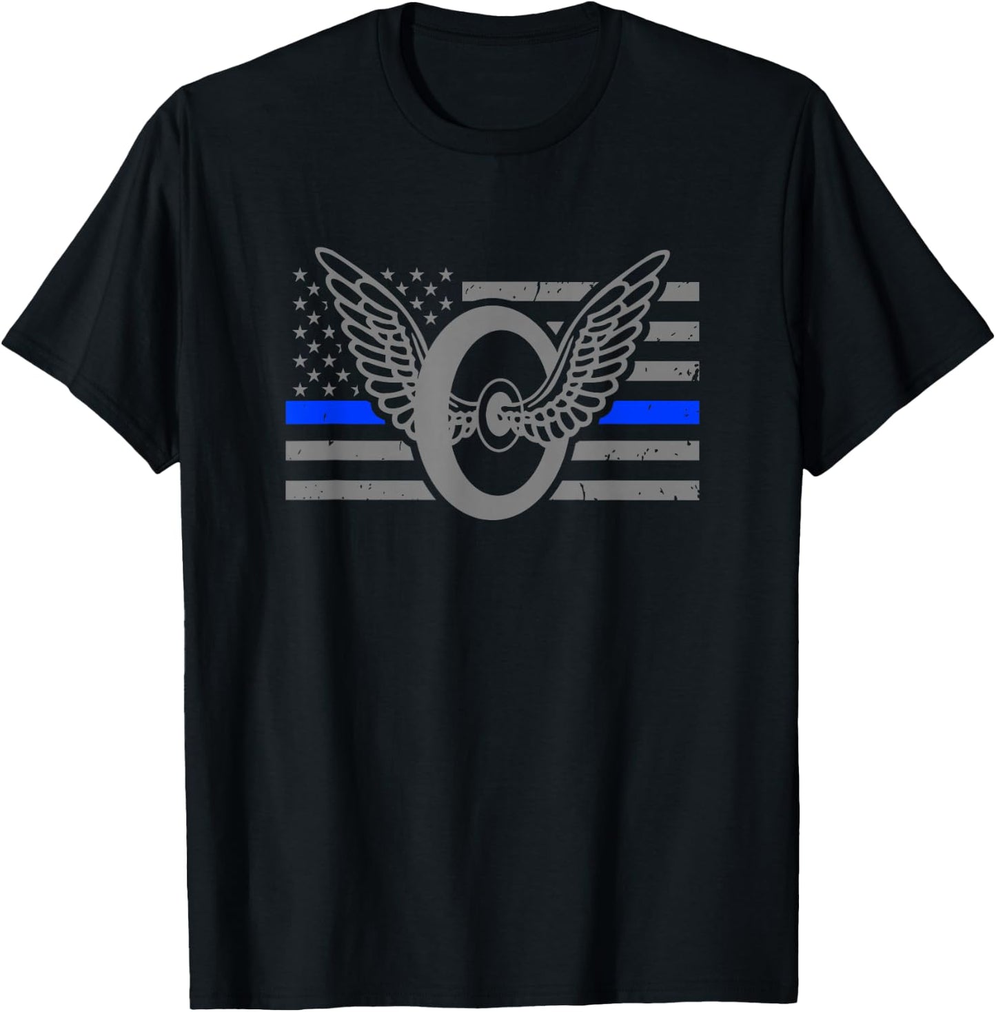 Motor Officer - Thin Blue Line Flag - Motorcycle Cop T-Shirt - T-Shirt | Black