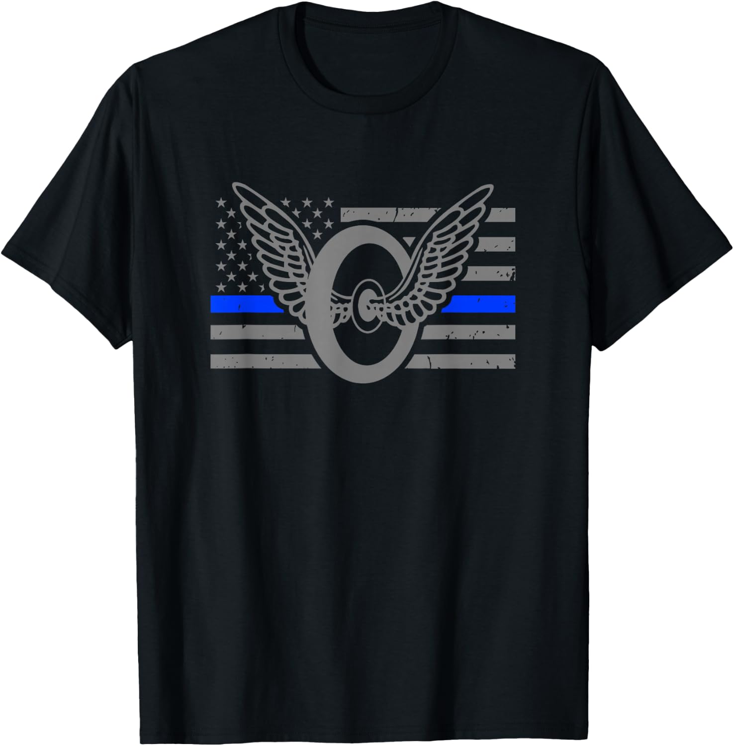Motor Officer - Thin Blue Line Flag - Motorcycle Cop T-Shirt - T-Shirt | Black