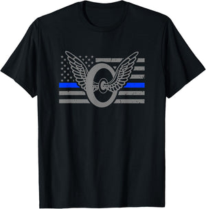 Motor Officer - Thin Blue Line Flag - Motorcycle Cop T-Shirt - T-Shirt | Black