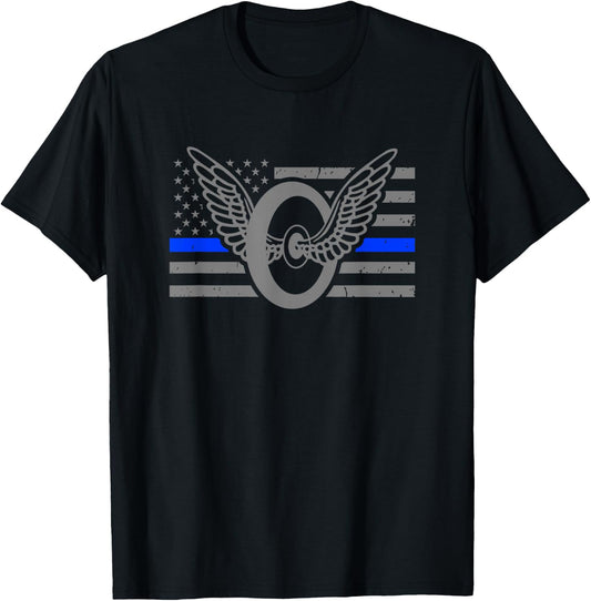 Motor Officer - Thin Blue Line Flag - Motorcycle Cop T-Shirt - T-Shirt | Black