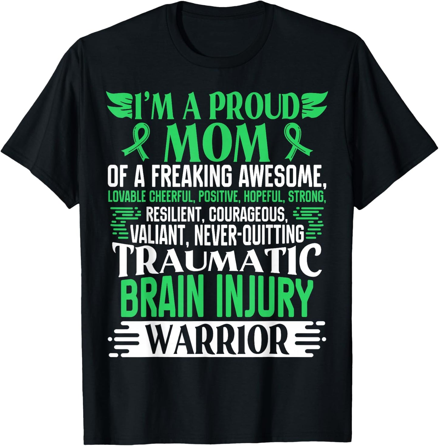 Traumatic Brain Injury Awareness Ribbon Mom TBI Gift T-Shirt - T-Shirt | Black