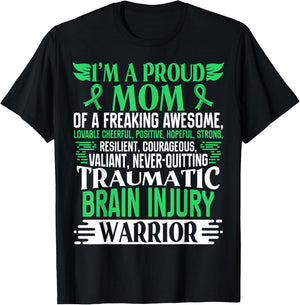 Traumatic Brain Injury Awareness Ribbon Mom TBI Gift T-Shirt - T-Shirt | Black