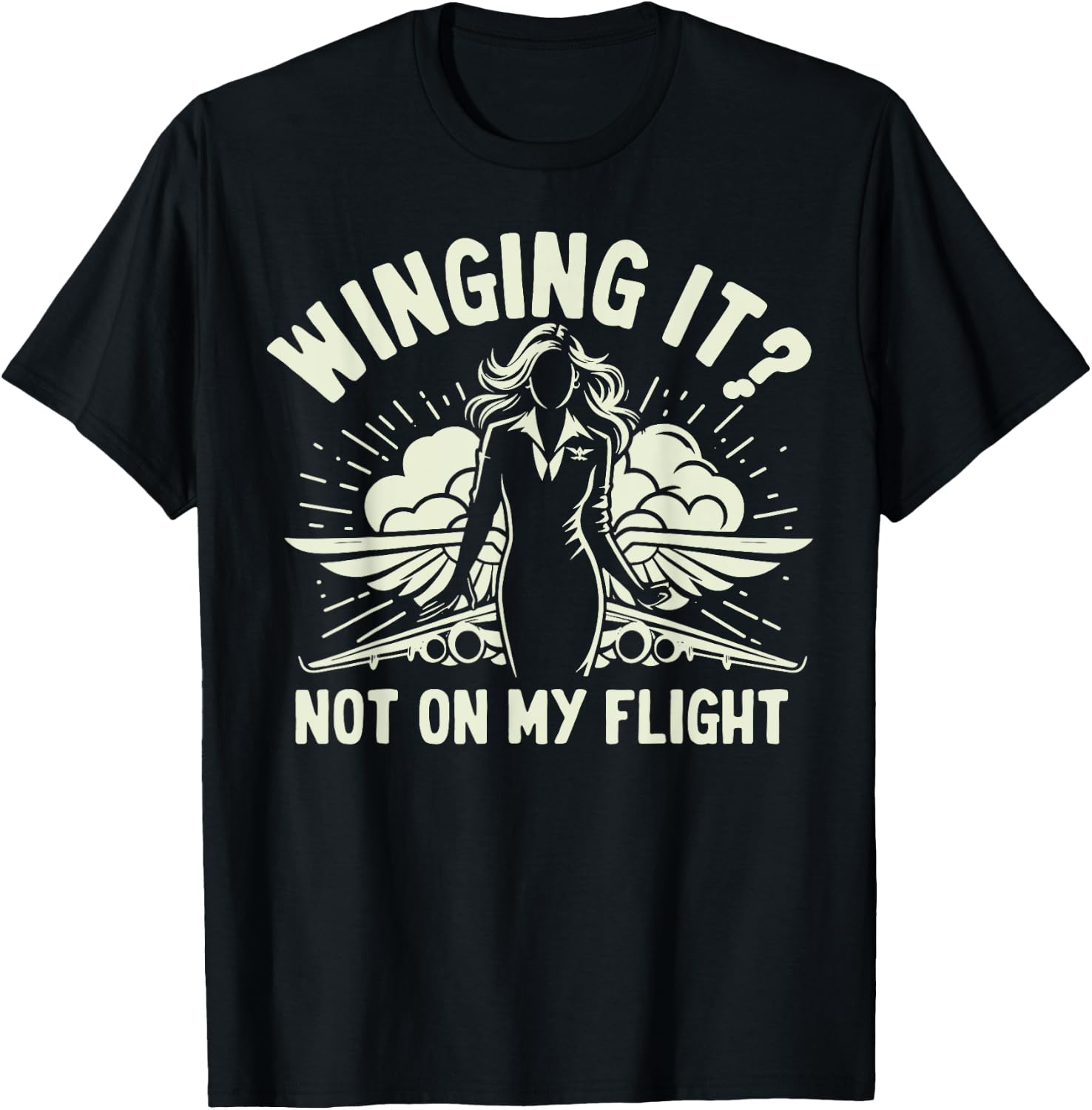 Winging it not on my Flight Attendant T-Shirt - T-Shirt | Black