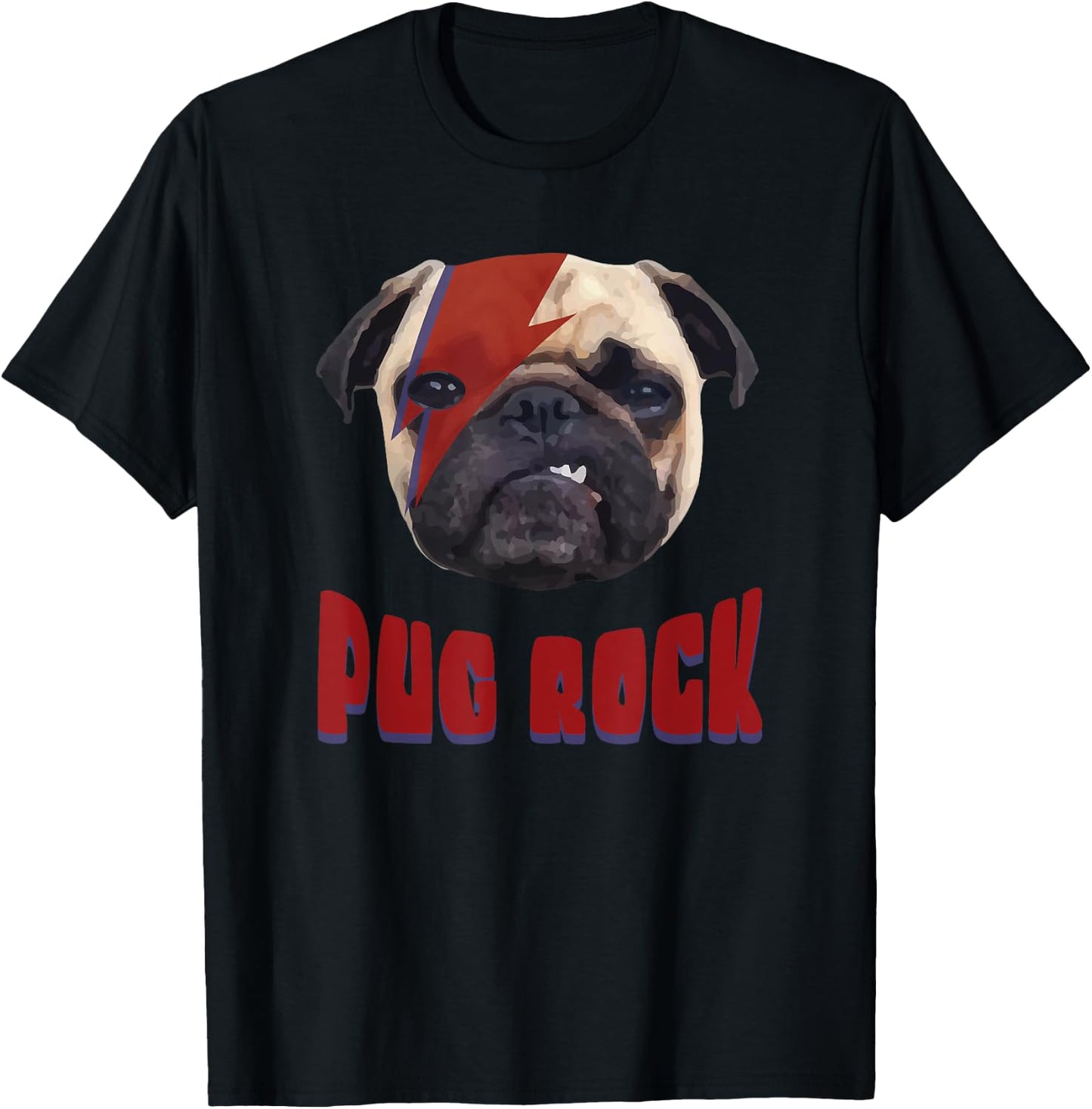 Pug Rock Funny Rockin Glam Dog Pug Face Retro Vintage Women Kids T-Shirt - T-Shirt | Black