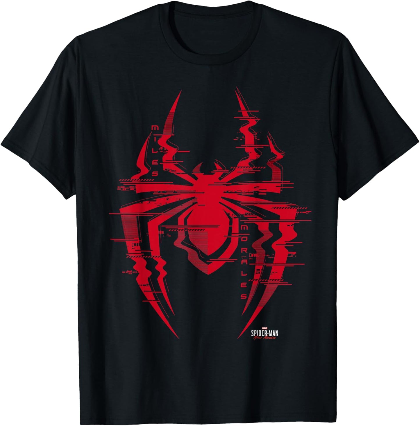 Marvel Spider-Man: Miles Morales Glitch Spider Logo T-Shirt - T-Shirt | Black