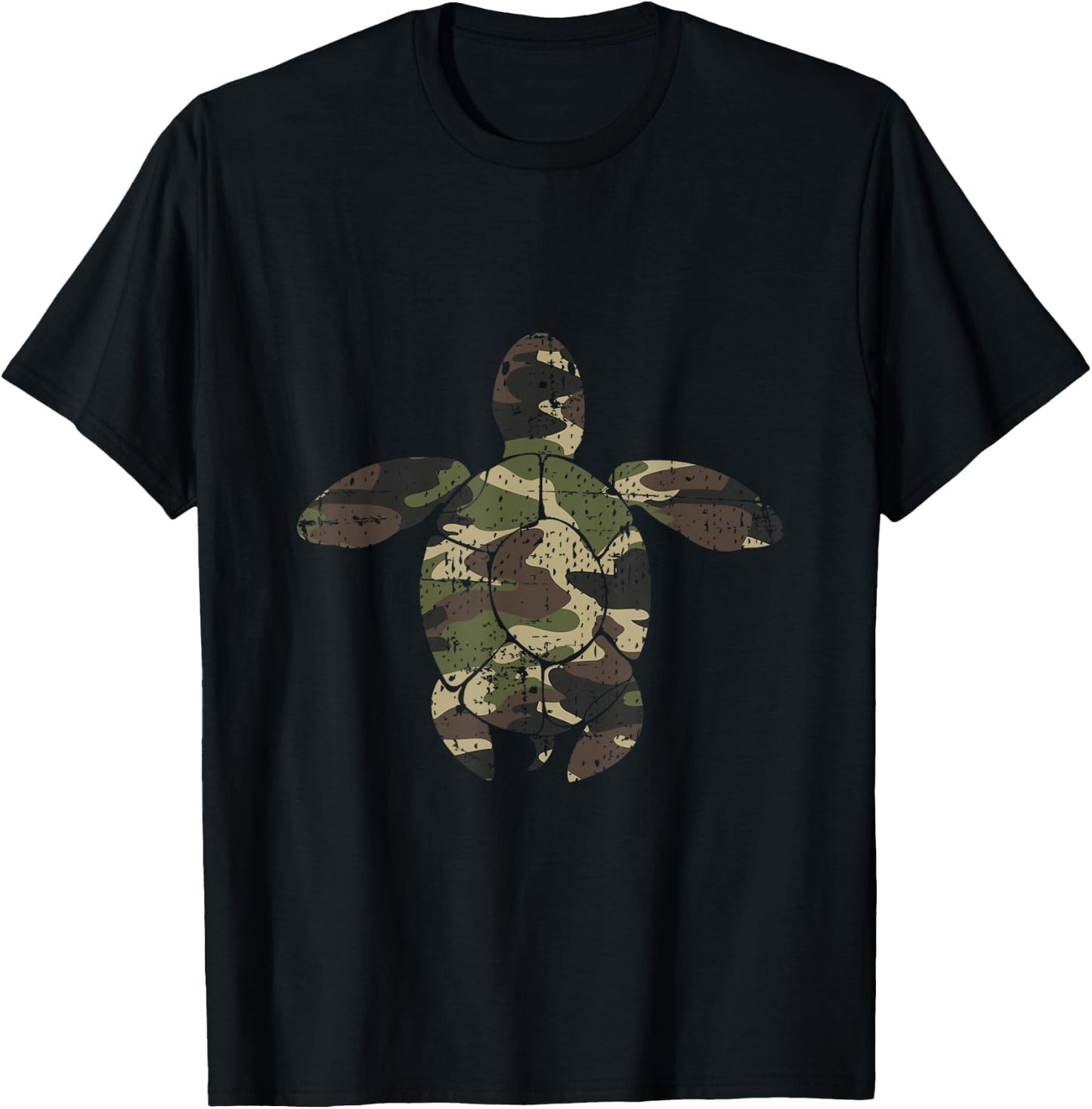 Camo Print Sea Turtle Shirt T-Shirt - T-Shirt | Black