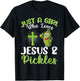 Just A Girl Who Loves Jesus And Pickles Christian Pickle T-Shirt - T-Shirt | Black