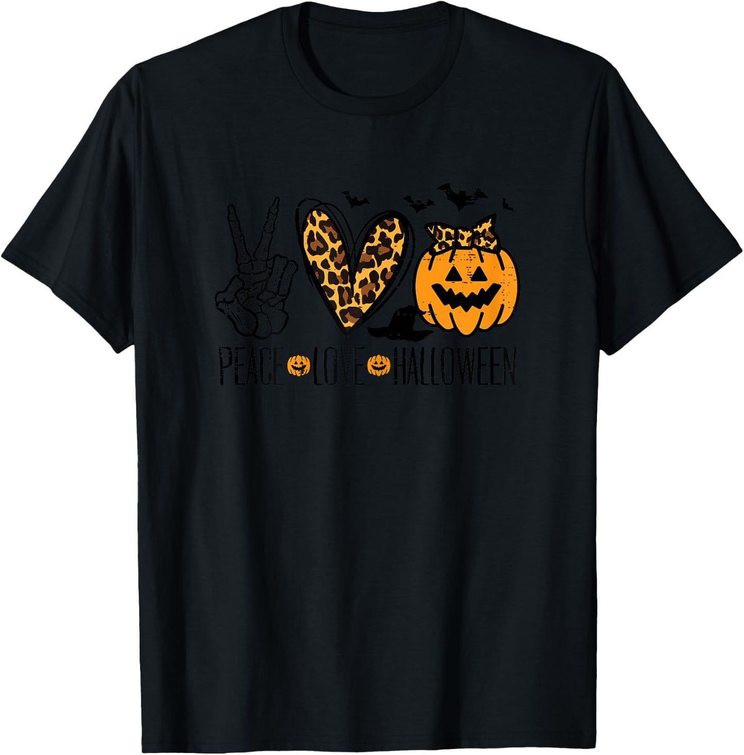Peace Love Halloween Costume Women Girls Kids Toddler Youth T-Shirt - T-Shirt | Black