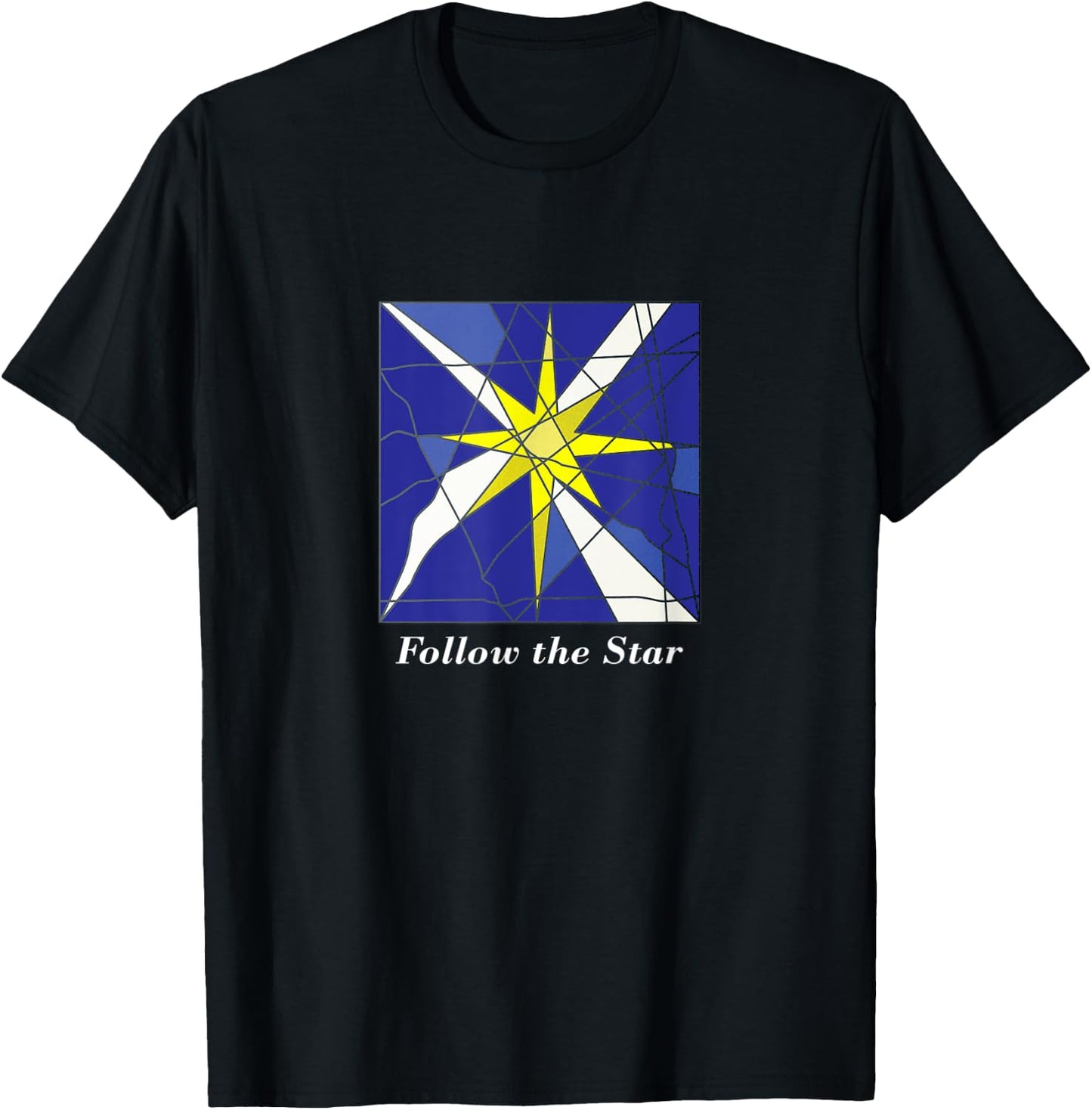Stained Glass Style Star of Bethlehem Christmas T-Shirt - T-Shirt | Black