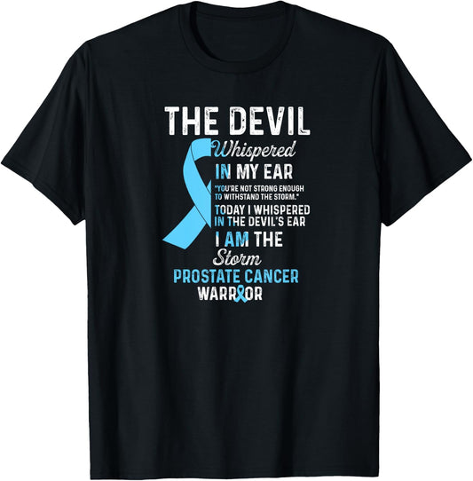 Prostate Cancer Warrior I Blue ribbon T-Shirt - T-Shirt | Black