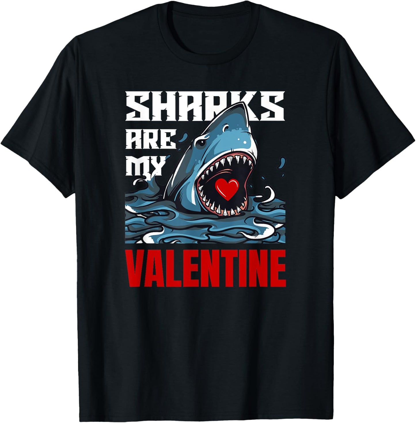 Sharks are my valentine funny vintage shark lovers gift T-Shirt - T-Shirt | Black