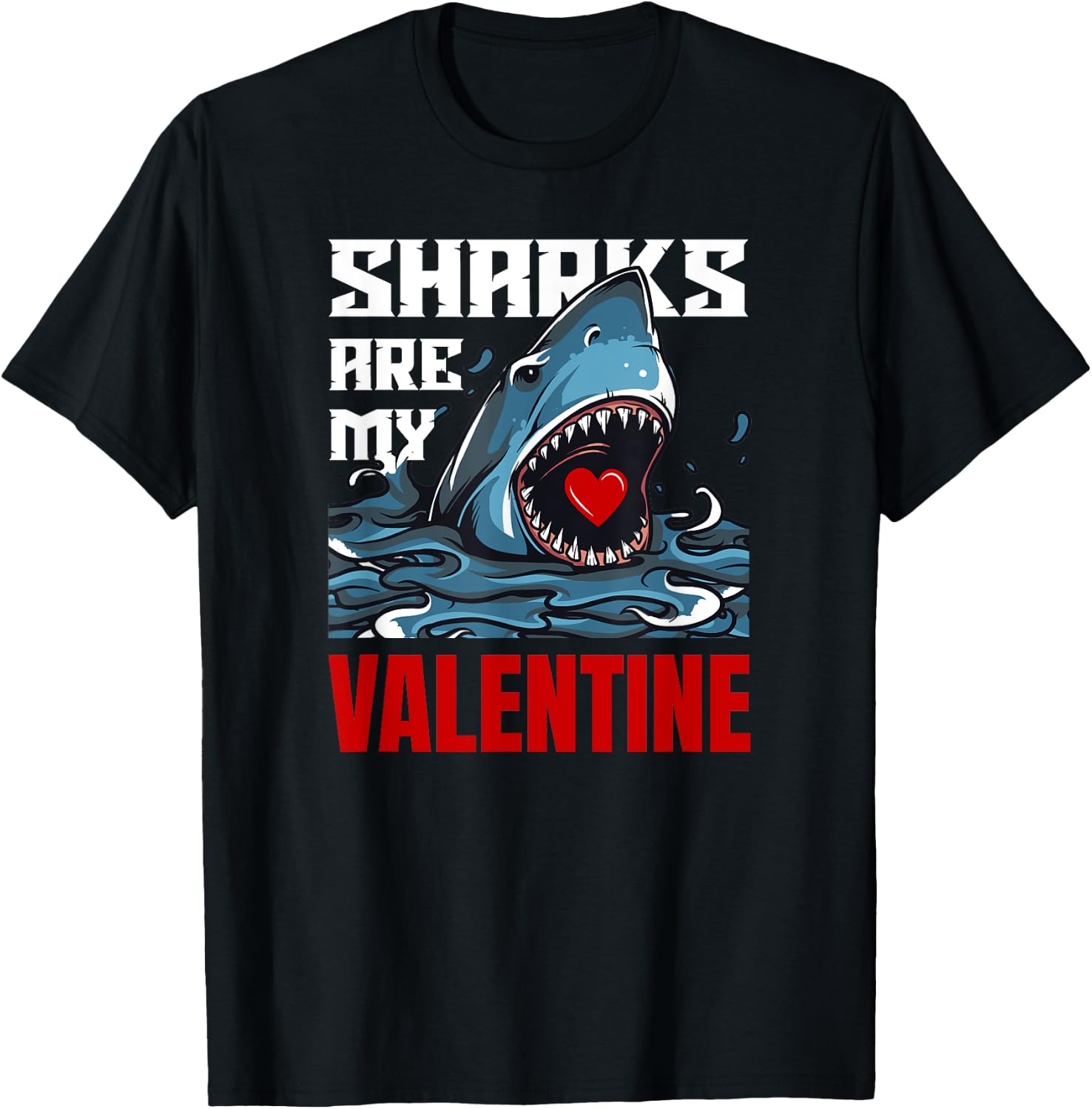 Sharks are my valentine funny vintage shark lovers gift T-Shirt - T-Shirt | Black