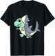 Cute Dinosaur In Shark Costume Kids Dinosaur T-Shirt - T-Shirt | Black