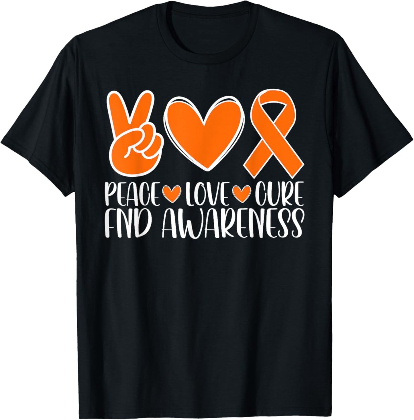 FND Awareness Peace Love Cure T-Shirt - T-Shirt | Black