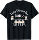 Easily Distracted By Dogs And Sheeps Funny Animal Lover T-Shirt - T-Shirt | Black