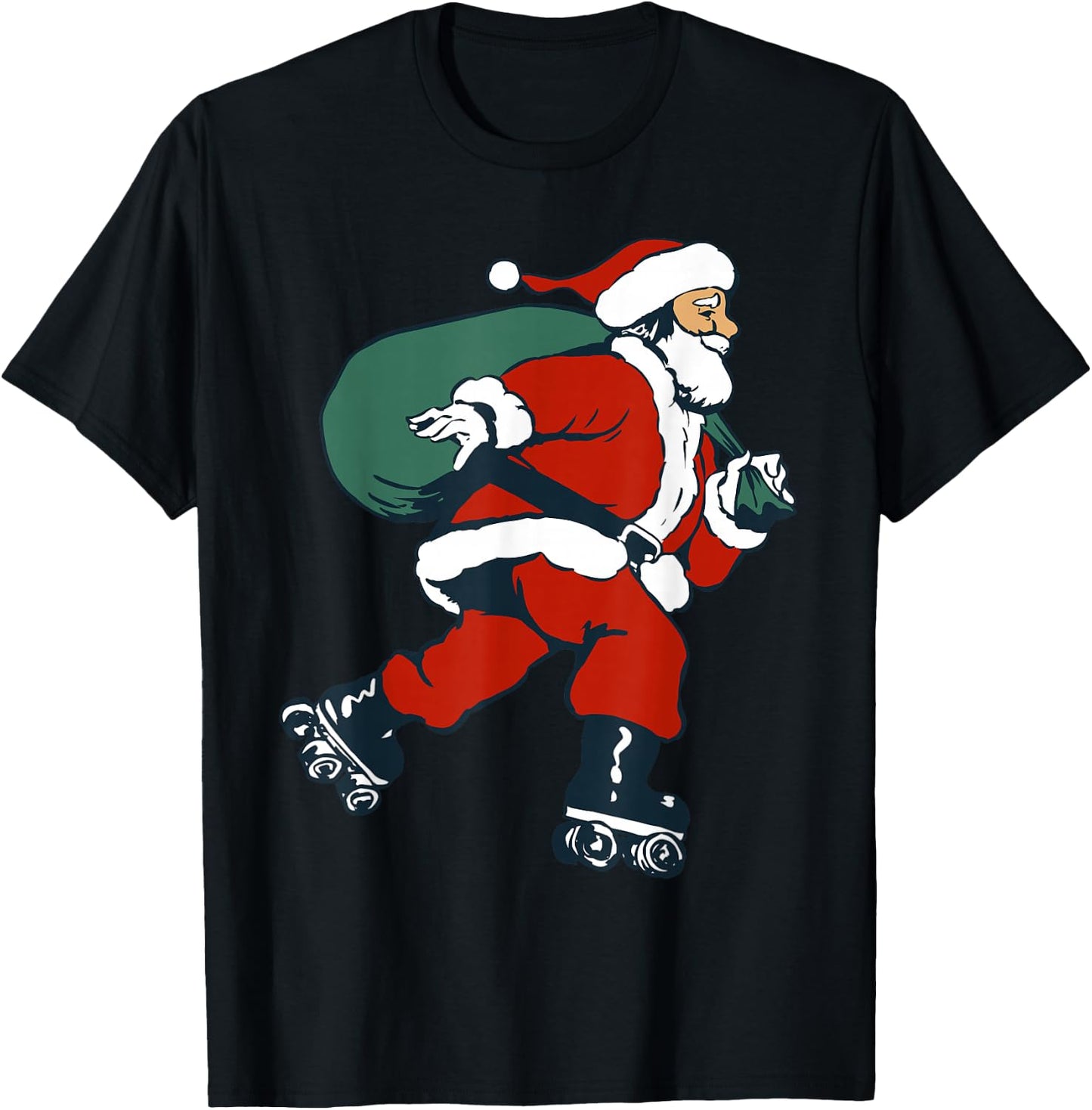 Santa Roller Skating Funny Christmas Skater Kids Boys T-Shirt - T-Shirt | Black