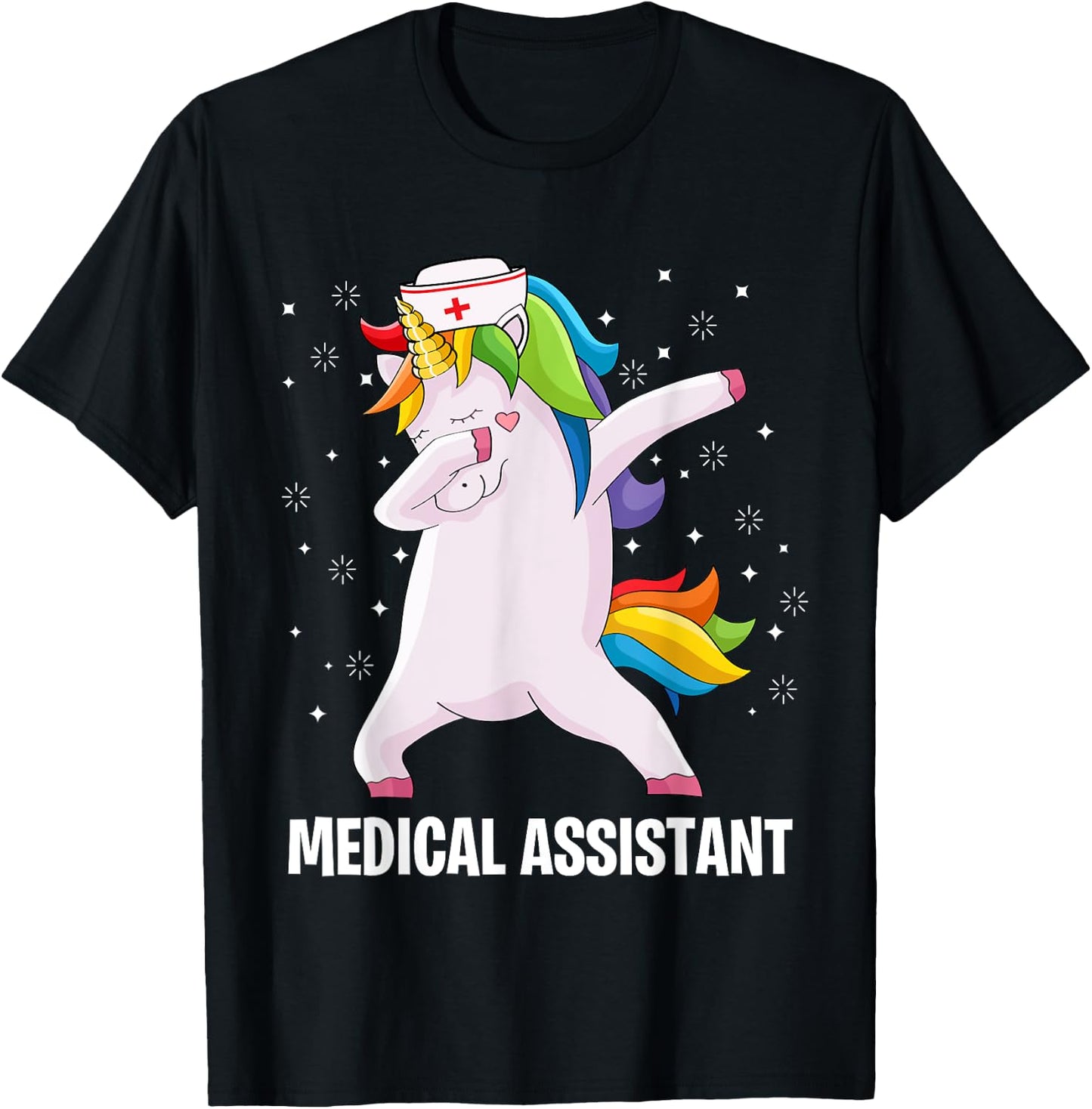Funny MA Certified Medical Assistant Dabbing Unicorn T-Shirt - T-Shirt | Black