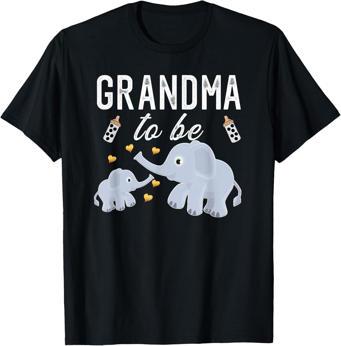 Grandma to Be Elephant Baby Shower Grandma Cute T-Shirt - T-Shirt | Black
