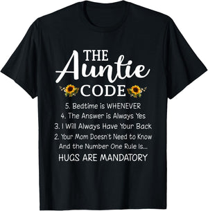 Funny Family Matching Gifts For Aunt The Auntie Code T-Shirt - T-Shirt | Black