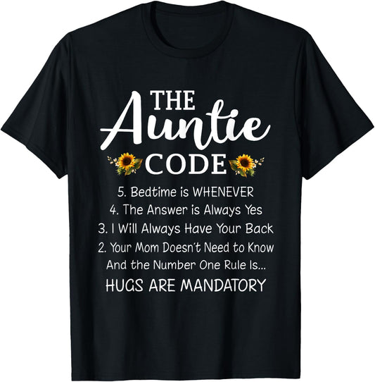 Funny Family Matching Gifts For Aunt The Auntie Code T-Shirt - T-Shirt | Black