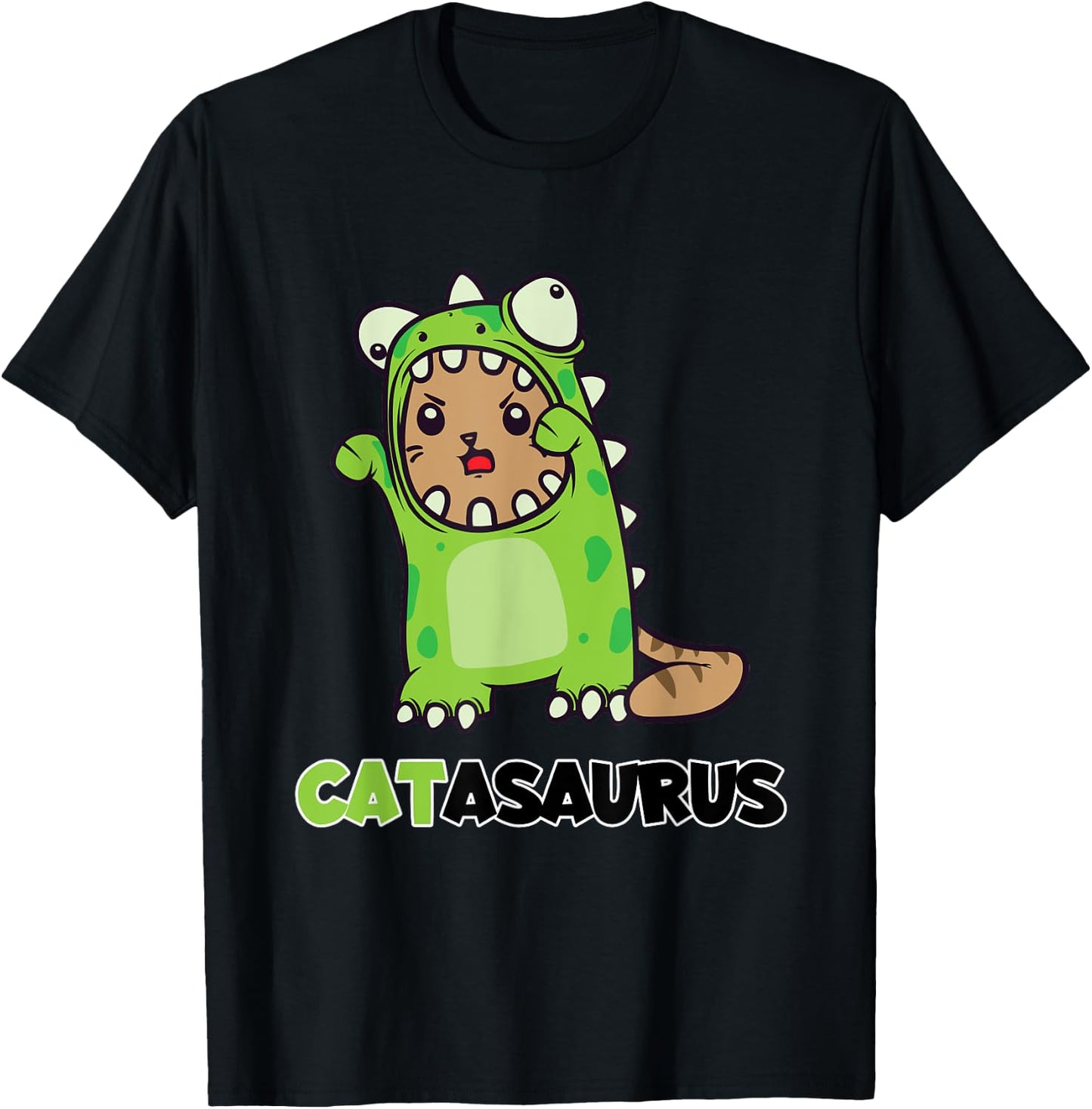Funny Catasaurus Cat Dino Costume Dinosaur Gift T-Shirt - T-Shirt | Black