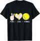 Peace Love Tennis Gifts for Girls Boys Kids Women Men Coach T-Shirt - T-Shirt | Black