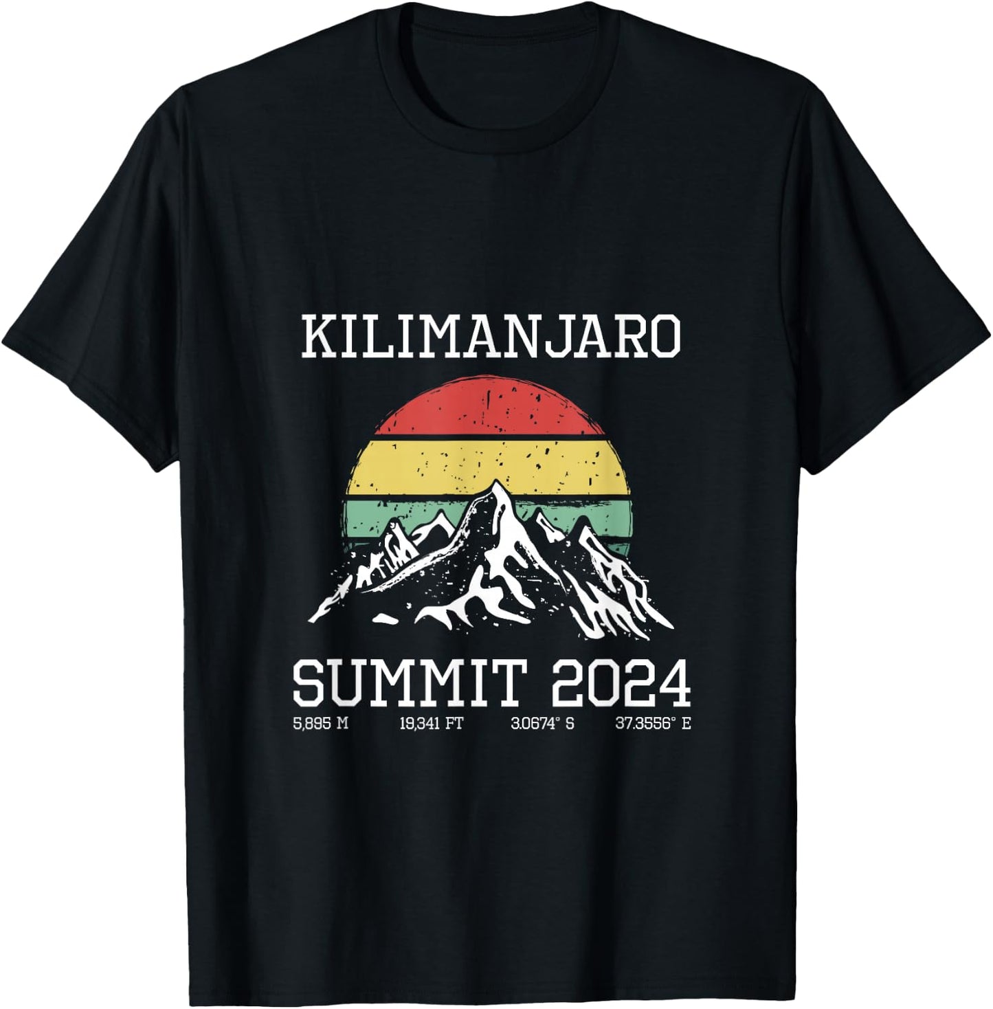 Climbed Kilimanjaro Summit 2024 Hike Tanzania Hiking Retro T-Shirt - T-Shirt | Black