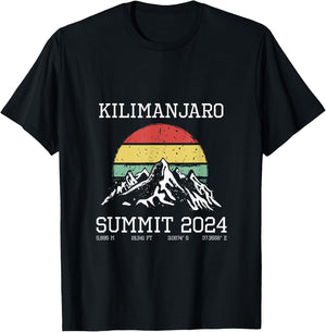 Climbed Kilimanjaro Summit 2024 Hike Tanzania Hiking Retro T-Shirt - T-Shirt | Black