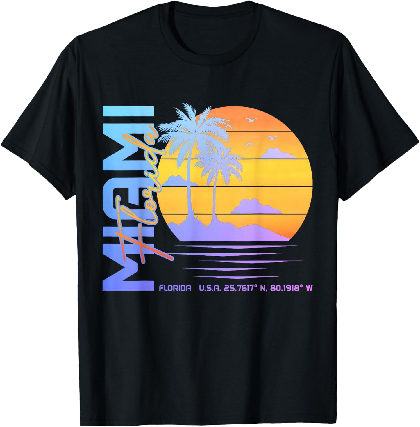 Miami Florida Vintage Retro Pride 305 Area Code Miami FL T-Shirt - T-Shirt | Black