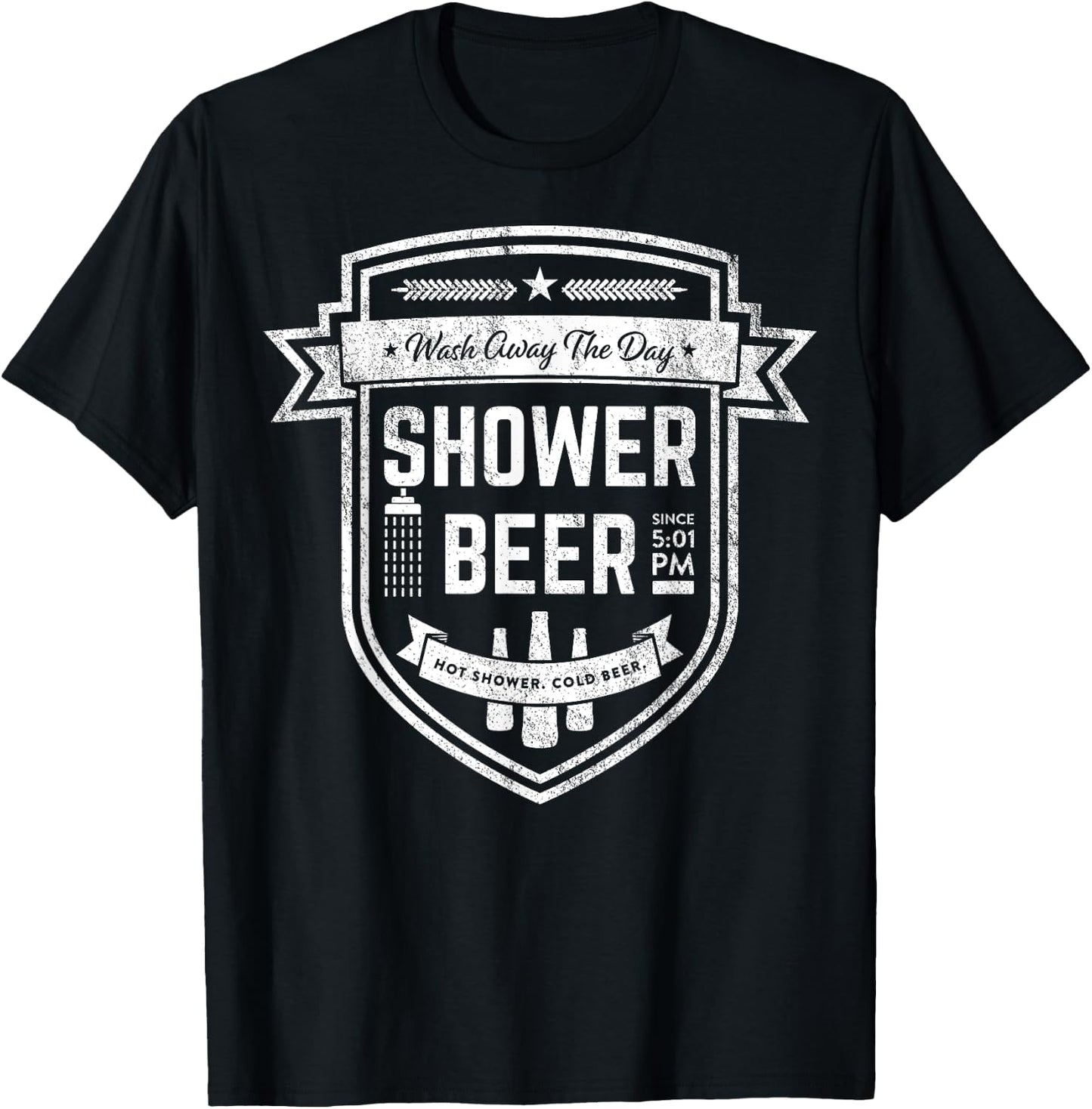 Shower Beer Meme Retro Logo Design Gift Beer Drinkers T-Shirt - T-Shirt | Black
