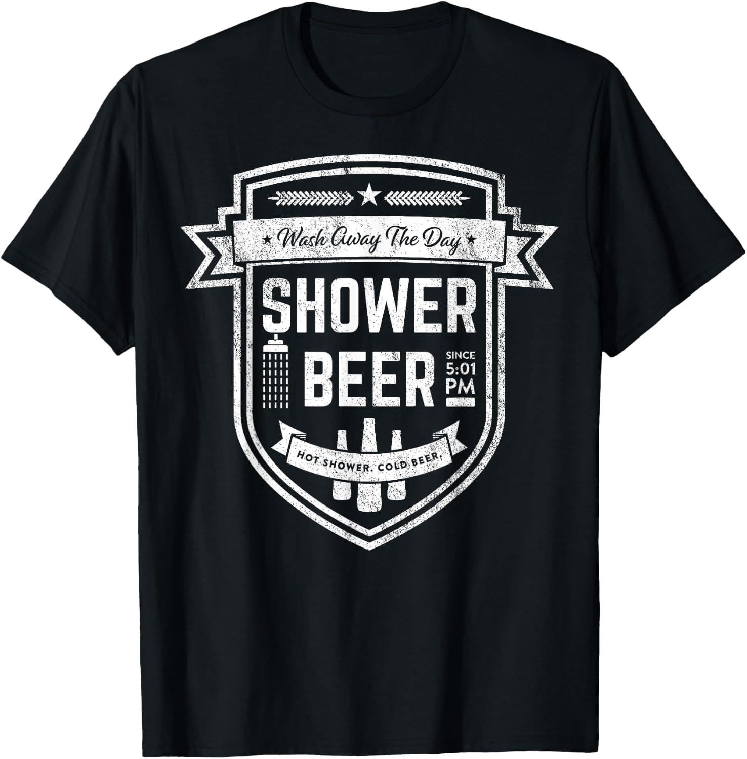 Shower Beer Meme Retro Logo Design Gift Beer Drinkers T-Shirt - T-Shirt | Black