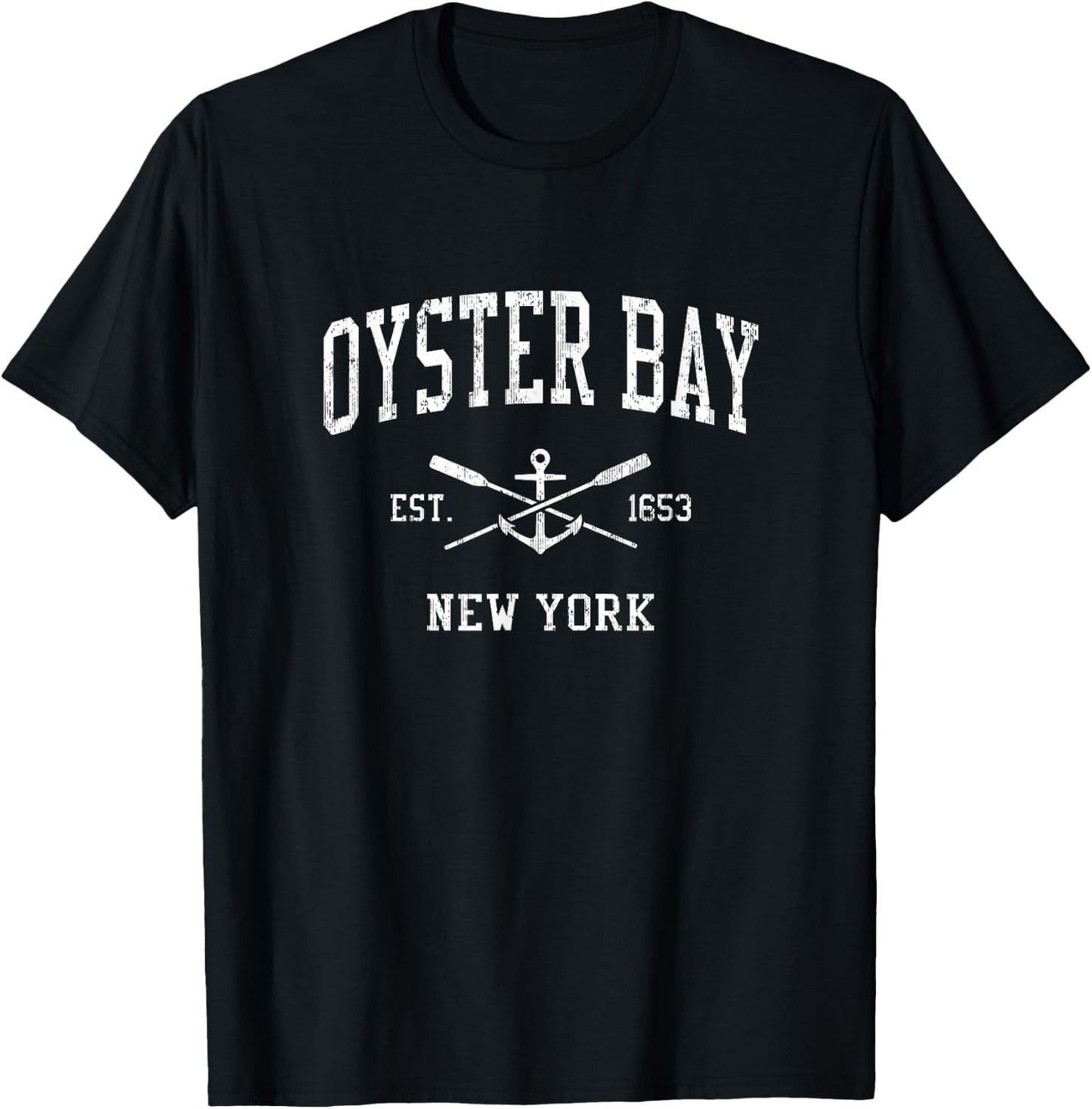 Oyster Bay NY Vintage Crossed Oars & Boat Anchor Sports T-Shirt - T-Shirt | Black