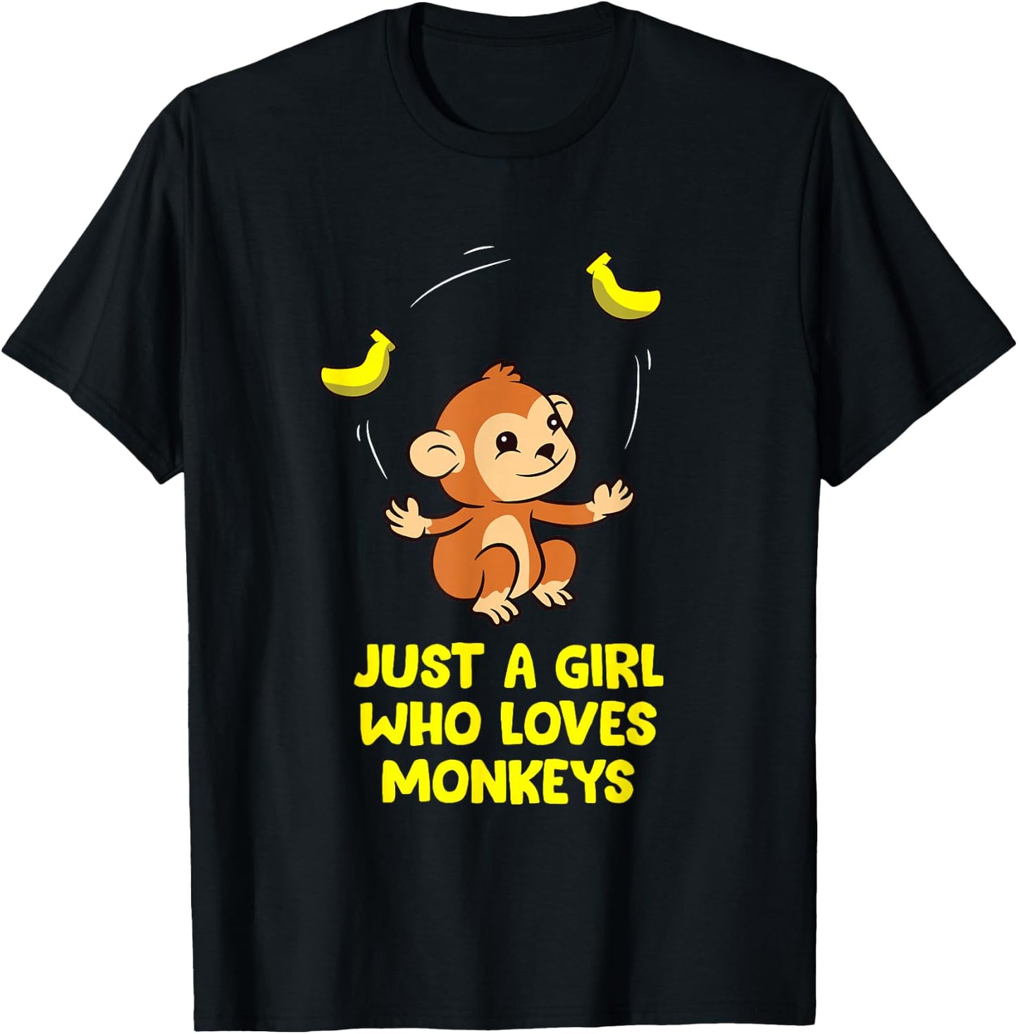 Monkey Lover Gift Just a Girl Who Loves Monkeys T-Shirt - T-Shirt | Black