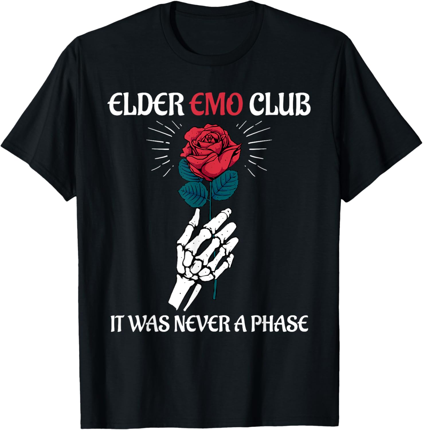 Elder Emo Club It Was Never A Phase Funny Emo Goth Punk T-Shirt - T-Shirt | Black