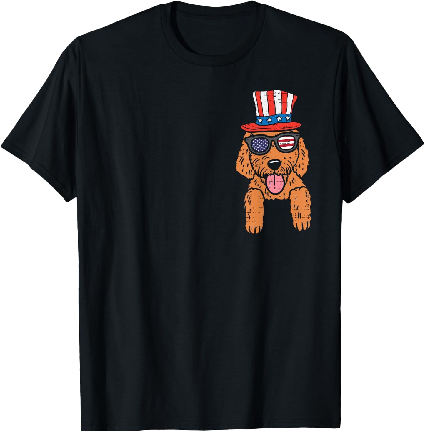 Goldendoodle Pocket American USA 4th Of July Fourth Dog T-Shirt - T-Shirt | Black