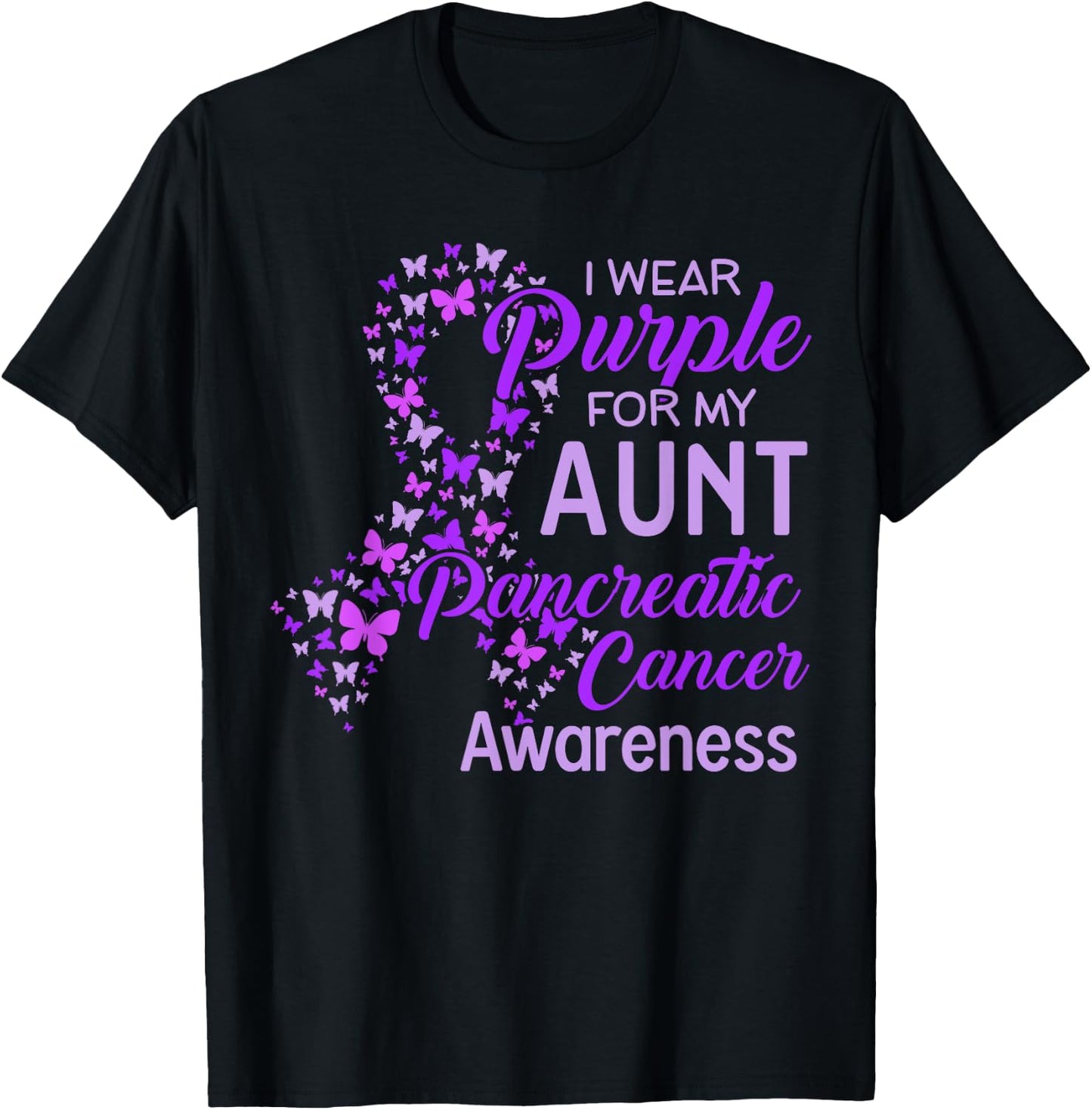 I wear Purple for my Aunt Pancreatic Cancer T-Shirt - T-Shirt | Black