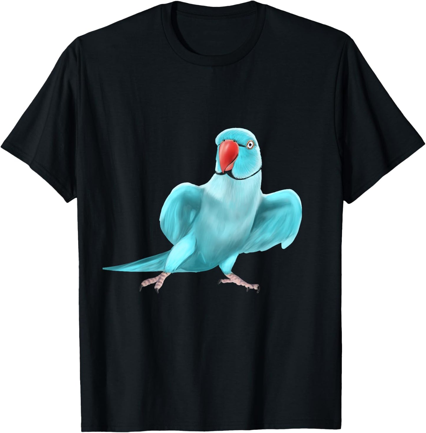 Blue Indian Ringneck Parrot Bird T-Shirt - T-Shirt | Black