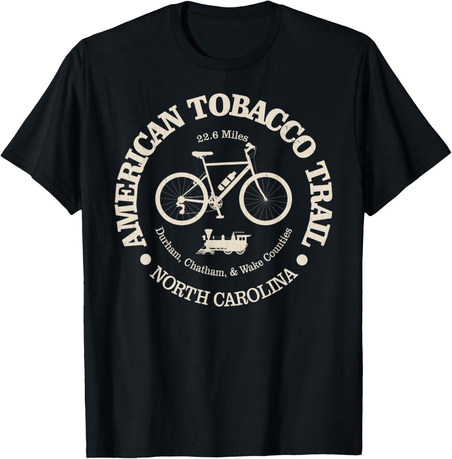 American Tobacco Trail, North Carolina Vintage Bike Trail T-Shirt - T-Shirt | Black