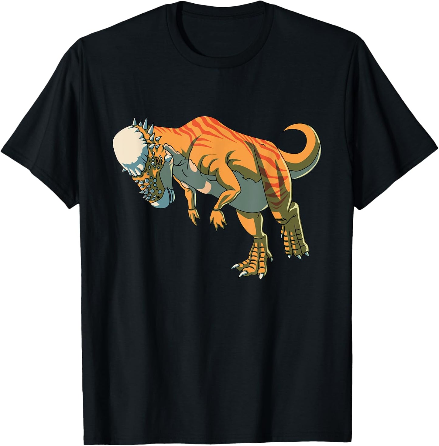 Realistic Pachycephalosaurus Dinosaur Prehistoric Art T-Shirt - T-Shirt | Black